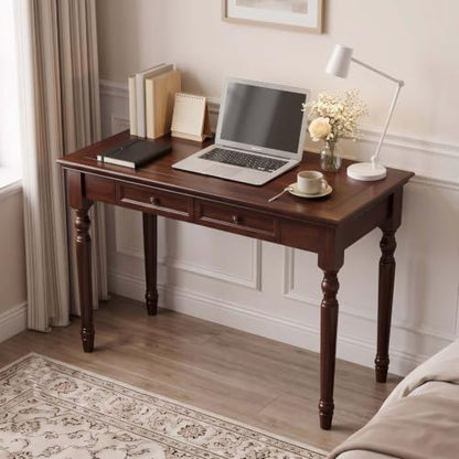 Walnut Writing Desks with Drawers, 47" French Country Style
