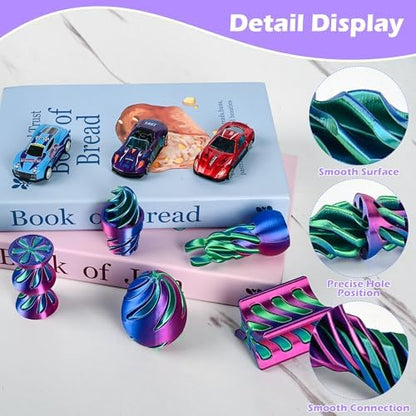 5 Pack Spinning Fidget Toys Purple 3D Printed Desk Decor Set