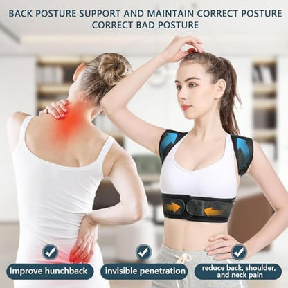 Back Brace Posture Corrector, Adjustable Posture Back Brace, Men/Women back posture corrector, Upper and Lower Back Pain Relief - Scoliosis, Hunchback, Spine Corrector (M)