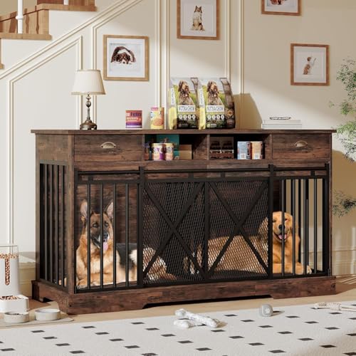 63'' Double Dog Crate with Removable Divider