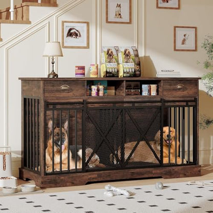 63'' Double Dog Crate with Removable Divider