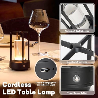 10 Pcs Portable Metal Table Lamps Bulk Cordless Table Lights Rechargeable