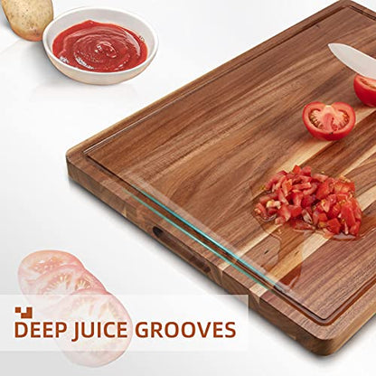 Extra Large Acacia Wood Cutting Boards for Kitchen, 24 x 18 Inch