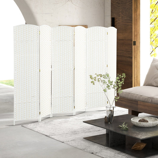 Folding Room Divider Screen 6 Panel 5.6 ' Tall Privacy Screen Freestanding Room Partition for Home Office, White