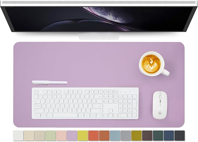Leather Desk Mat - Non-Slip PU Desk Pad for Office and Home - Desk Organization and Accessories - Ideal for Large Mouse Pad and Desk Mats on Top of Desks (Purple,27.6"x 13.8")