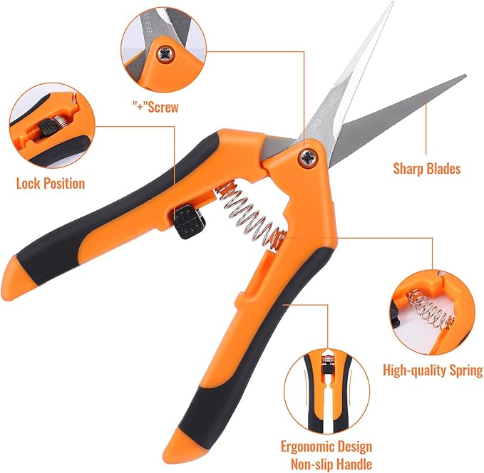 BEoffer 4 Pack Pruning Shears, 6.5 Inch Garden Scissors Gardening Hand Pruning Snips with Straight Stainless Steel Precision Blades for Gardening Flower Plant Precise Trimming and Pruning Maintenance