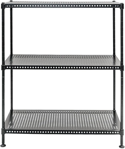 Shelving Inc. 12" d x 24" w x 28" h 3-Tier Perforated Metal Shelving, Standard Duty, Weight Capacity 110 lbs Per Shelf