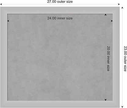 Amanti Art Silver Framed Magnetic Board 23x27 Medium Vision Board for use with Magnets, 100% Metal Sheet to Display Items as Office Decor or for Home Organization in mudroom, Kitchen or Kids Room