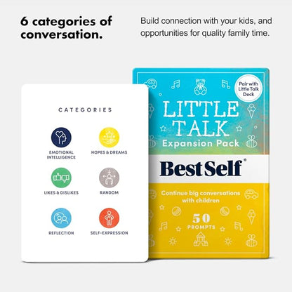 BestSelf Conversation Cards for Kids - Little Talk Expansion Pack - 50 Prompts, Ideal Classroom Must Haves and Therapy Tools, Social Skills Activities and Fun Conversation Starters for Kids