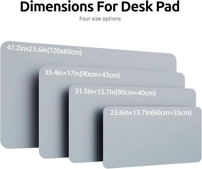YSAGi Leather Desk Protector, Office Mat, Large Mouse Mat, Non-Slip PU Leather Blotter, Laptop Desk, Waterproof Writing Pad for Office and Home (Light Grey, 31.5" x 15.8")