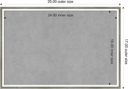 Amanti Art Silver Framed Magnetic Board 17x25 Medium Vision Board for use with Magnets, 100% Metal Sheet to Display Items as Office Decor or for Home Organization in mudroom, Kitchen or Kids Room