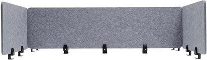 ReFocus Raw Clamp-On Acoustic Desk Divider Mounted Privacy Panel Set – Reduce Noise & Visual Distractions for Office, Study (Castle Gray, 2× Long (59"×16") + 4× Short (23.6"×16"))