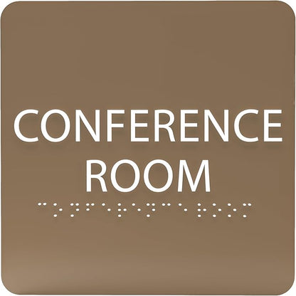 ADA CENTRAL SIGNS - 6" X6" Conference Room Sign- ADA Compliant Tactile Graphics Grade 2 Braille Text Acrylic Wall Signs - Authorized Personnel Only, Meeting Privacy Door Sign for Schools, and Offices