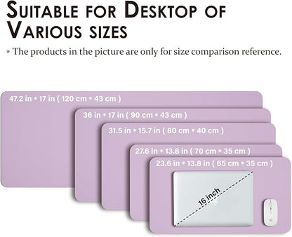 Leather Desk Mat - Small Non-Slip PU Desk Pad for Office and Home - Desk Organization and Accessories - Ideal for Large Mouse Pad and Small Desk Mats on Top of Desks (Purple,23.6"x 13.8")