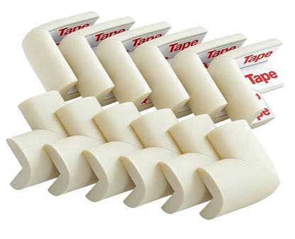 12 Pack Soft Corner Protector Baby Proofing Edge & Corner Guards, Furniture Safety Bumper for Table, Fireplace, Stair, Cabinet, (Beige)