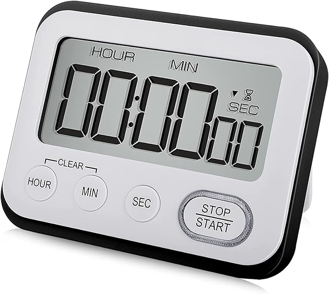 Digital Kitchen Timer Magnetic Loud Alarm, Large LCD Screen Silent/Beeping Multi-Function for Teachers Classroom Kids, Black