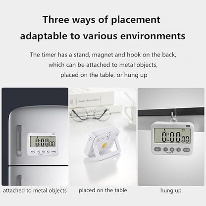 GH 99 Hours Full Featured Timer, Reminder Mode (Vibrate, Sound, Flash), Timing Function (Clock, Alarm, Stopwatch, Countdown, Cycle), Compatible with Pokémon Sleep Plus+, Kitchen Timer Magnetic