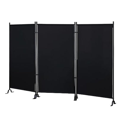 Proman Products - Galaxy Section Divider, Water Repellent Fabric Room Divider with Black Powder Coated Metal Frame for Indoors or Outdoors (Black)