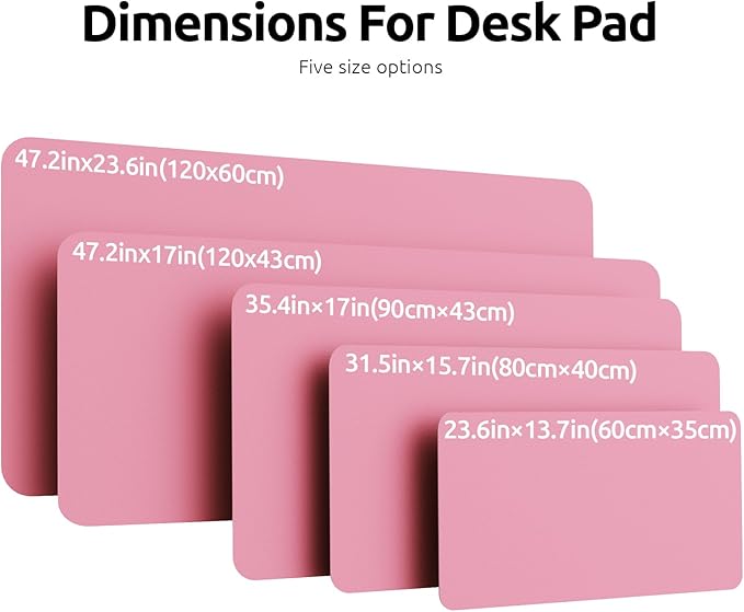 YSAGi Leather Desk Pad Protector, Office Desk Mat, Large Mouse Pad, Non-Slip PU Leather Desk Blotter, Laptop Desk Pad, Waterproof Desk Writing Pad for Office and Home (Pink, 47" x 17")