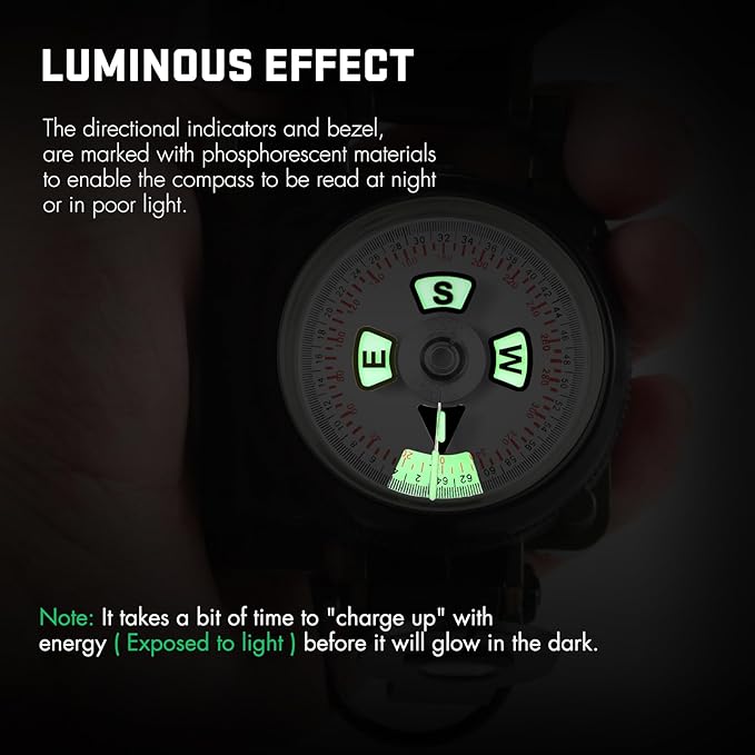 Eyeskey Multifunctional Military Sighting Navigation Compass with Inclinometer | Impact Resistant & Waterproof Compass for Hiking, Camping