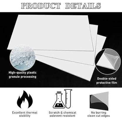 Roowest 4 Pcs 12 x 16 Inch, 1/8 Inch Thick White Acrylic Sheets Plastic Panels Sheets Cut to Size Cast Acrylic Board Panel with Protective Film for Craft DIY Projects Display Sign Frame