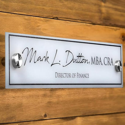 Personalized Office Door Sign, Custom Acrylic Name Plate with Title, Professional Wall Plaque for Business, Home Office, or Desk – Modern Design, Name Plate - 8x2 Executive CEO Sign, New Job Décor 4