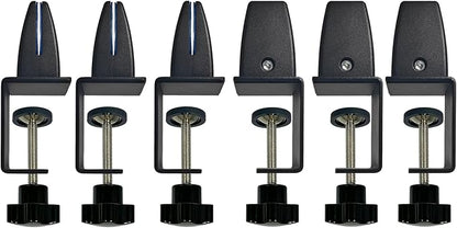 Jhanw Sneeze Guard Support Clips for 1/8" to 0.51" Thick Panel, Adjustable Desk Divider Clips, Aluminum Desk Partition Clamp, Acrylic Plexiglass Partition Clips Black, Desk Privacy Panel Clamps 6 Pack