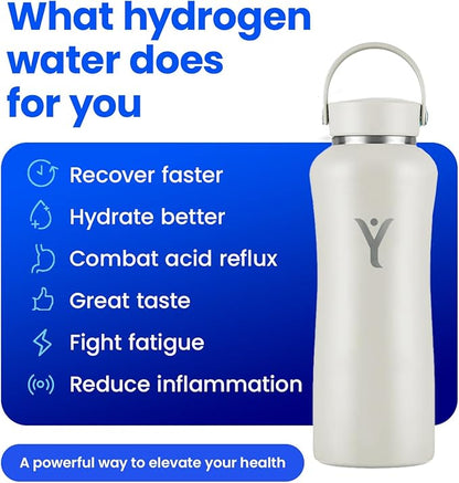 DYLN Hydrogen Water Bottle | Create Hydrating Alkaline Hydrogen-Rich Water Up to 9 pH | Vacuum Insulated Stainless Steel Water Bottle | Keeps Water Cold for 24 Hours