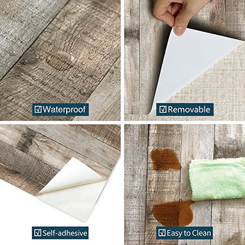 Livebor Light Gray Wood Contact Paper Peel and Stick Wallpaper 17.7”x 236.2” Wood Wallpaper Peel and Stick Shiplap Contact Paper Wood Plank Self Adhesive Wallpaper Distressed Wood Wall Paper - color: Light Gray, size: 17.7" x 236.2"