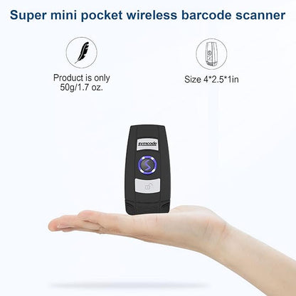 Mini 2D Portable Handheld Bluetooth Barcode Scanner Wireless 2.4G & USB Wired 3-in-1 Bar Code Scanner Portable USB QR Code Scanner for Windows.Android.iOS.MAC