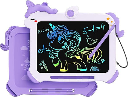 Kikapabi LCD Writing Tablet for Kids, Unicorn Toys Gifts for 3 4 5 6 7 Year Old Girls, Colorful Drawing Doodle Board, Toddler Educational Travel Toys Christmas Birthday Purple