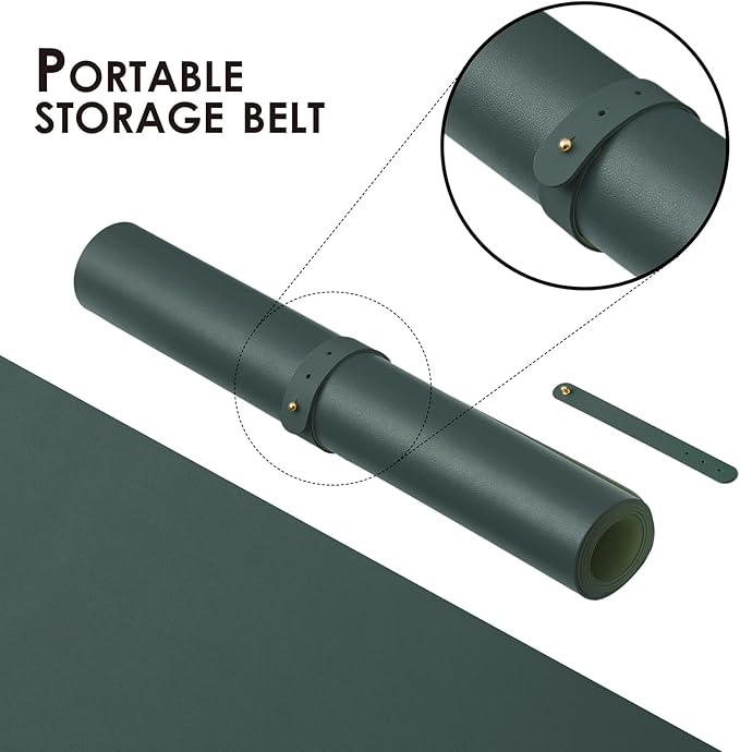HOMIEAZICOZI Leather Desk Mat - Non-Slip PU Pad for Office and Home Organization Accessories Ideal Large Mouse Mats on Top of Desks (Dark Green,36''x 17'') (DPD-DG-L)
