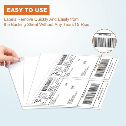 BESTEASY 16000 Half Sheet Self Adhesive Shipping Labels, Laser/Ink Jet White Blank Shipping Labels 8.5" x 5.5" Address Labels (8000 Sheets Total 16000 Labels)