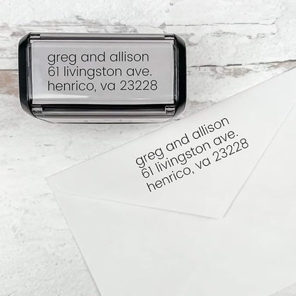 Self Inking Modern Address Stamps | Custom Return Address Stamper (Minimalist Left, Xtra Large)