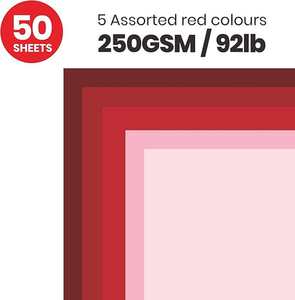 Red Colored Cardstock Thick Paper 50 Sheets, 8.5" x 11" Heavyweight 92lb Cover Card Stock for Crafts and DIY Cards Making