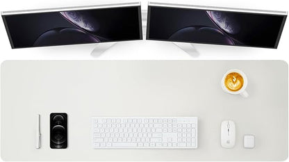 Large Desk Mat - 47.2"x 17" Non-Slip PU Desk Pad for Office and Home - Ideal for Large Mouse Pad and Desk Mats on Top of Desks(White)