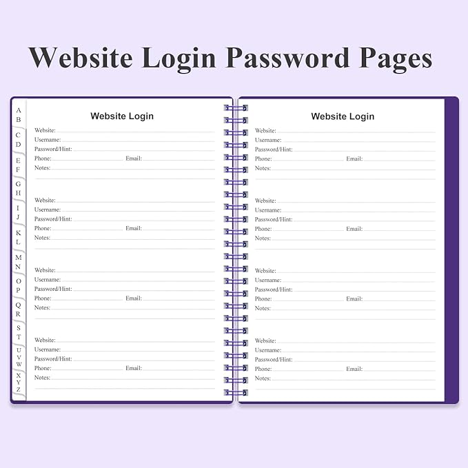 Address Book with Alphabetical Tabs - A5 Telephone & Address Book with Address Contacts, Special Date, Phone, Birthday & Internet Login Password for Home and Office, 6.2" x 8.5", Purple