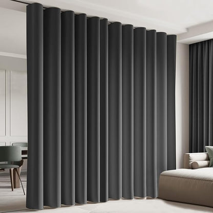 Cbsroro Room Divider Blackout Curtain Track Curtains Wall Dividers Panels Screen for Living Rooms Bedroom Office Privacy Partition Separation, W150 × L120 Inch,1 Panel, Black