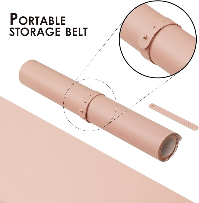 Leather Desk Mat - Non-Slip PU Desk Pad for Office and Home - Desk Organization and Accessories - Ideal for Large Mouse Pad and Desk Mats on Top of Desks (Pink,27.6"x 13.8")