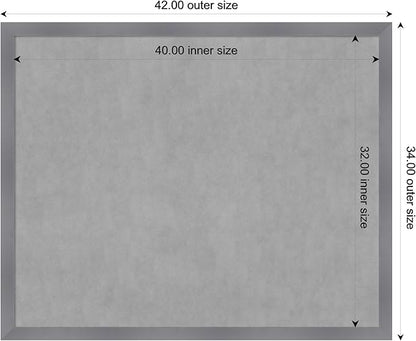 Amanti Art Grey Framed Magnetic Board 34x42 X-Large Vision Board for use with Magnets, 100% Metal Sheet to Display Items as Office Decor or for Home Organization in mudroom, Kitchen or Kids Room