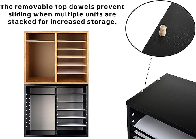 AdirOffice Wooden Adjustable Literature Organizer, 12 Compartment Office Mailbox, or Classroom Literature Organizer, Black