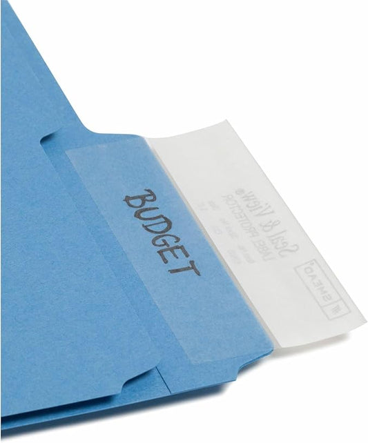 Smead Seal and View® Clear Label Protector, Size 3-1/2x1-11/16-Inches Before Folding, 100 per Pack (67600)