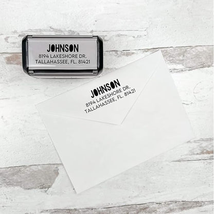 Self Inking Modern Address Stamps | Custom Return Address Stamper (Colorblock, Large)
