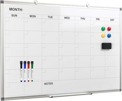 Comix Magnetic Dry Erase Calendar Whiteboard, 36 x 24 Inches Monthly Calendar Dry Erase Board for Wall, Aluminum Frame Planner White Board with Dry Erase Markers, Eraser, Magnets