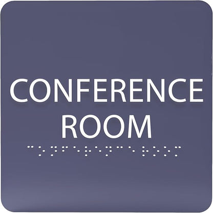ADA CENTRAL SIGNS - 6" X6" Conference Room Sign- ADA Compliant Tactile Graphics Grade 2 Braille Text Acrylic Wall Signs - Authorized Personnel Only, Meeting Privacy Door Sign for Schools, and Offices