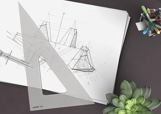 Pacific Arc's Scholastic Triangle - 4 inch - Smoke - 30/60 Angle - Polystyrene - Inking Edge - Technical Drawing Tools, Drafting, Architect and Engineering.