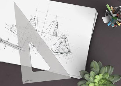 Pacific Arc's Scholastic Triangle - 4 inch - Smoke - 30/60 Angle - Polystyrene - Inking Edge - Technical Drawing Tools, Drafting, Architect and Engineering.