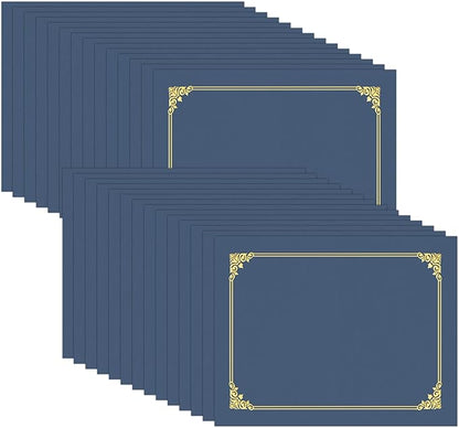 HAUTOCO 30 Pack Certificate Holders, Navy Blue Diploma Holders, Document Award Covers Certificate Folders with Gold Foil Border for 8.5x11 Letter Size