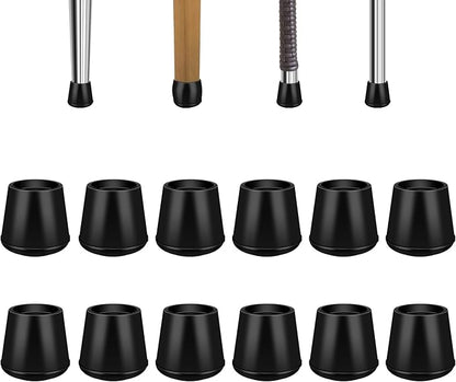 VOCOMO 1/2" Round Rubber Chair Leg Tips Caps, 8 Pack Extra Small Chair Leg Floor Protectors Small Furniture Legs Caps Non Slip Reduce Noise for Hardwood Floors (Black, Fit: 12mm to 13mm)