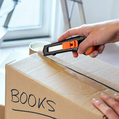 REXBETI Utility Knife, Retractable Box Cutter for Cartons, Cardboard and Boxes, 18mm Wider Razor Sharp Blade, Smooth Mechanism, Perfect for Office and Home use (72 Pack)